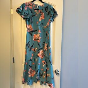 a new day Teal and Pink Floral Midi Dress